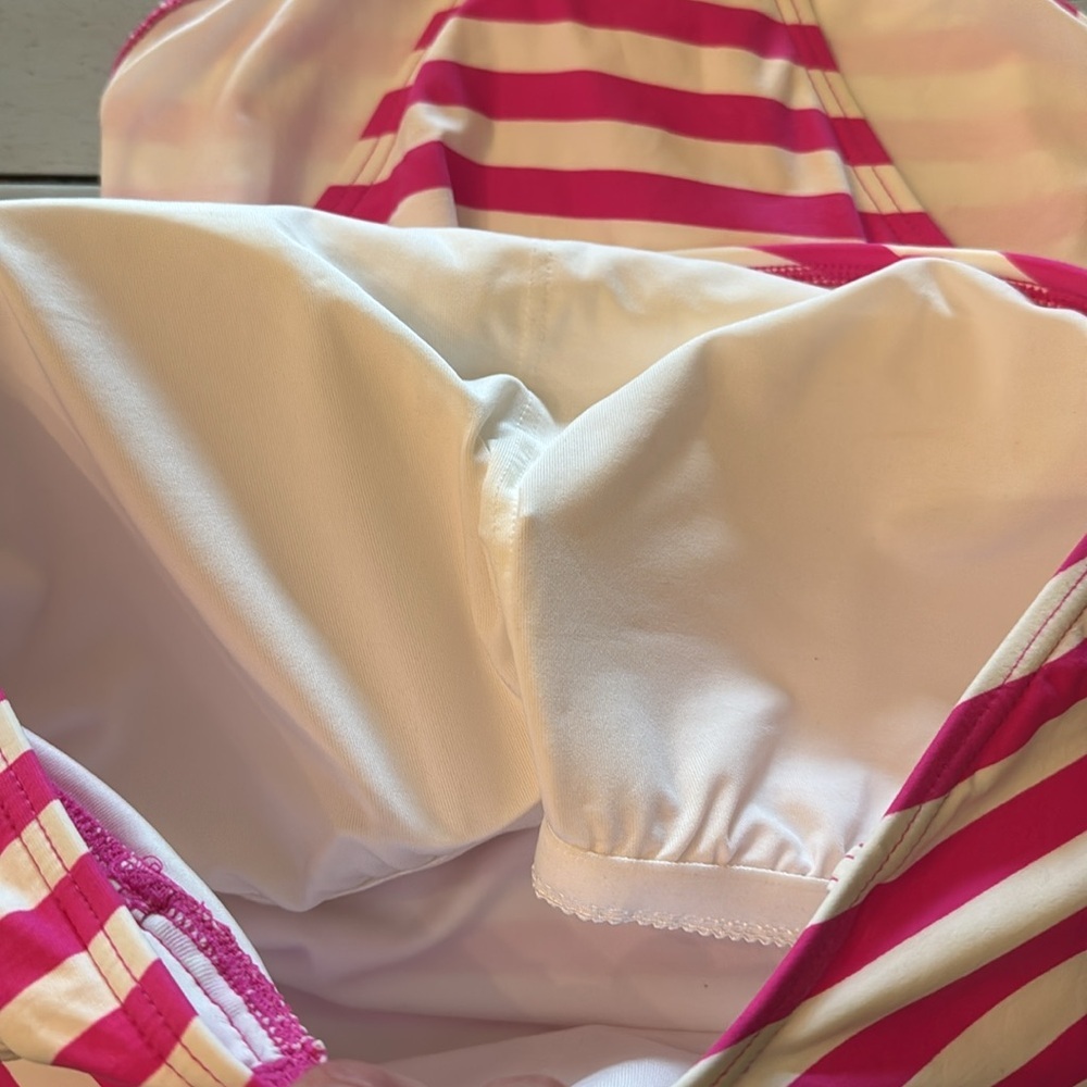 MICHAEL KORS | One Shoulder Pink & White stripe 1 Piece Swimsuit Bathing Suit 12 - Picture 4 of 7